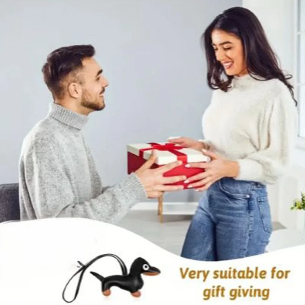 Dachshund, Black Faux Leather Dog Bag Charm, NEW